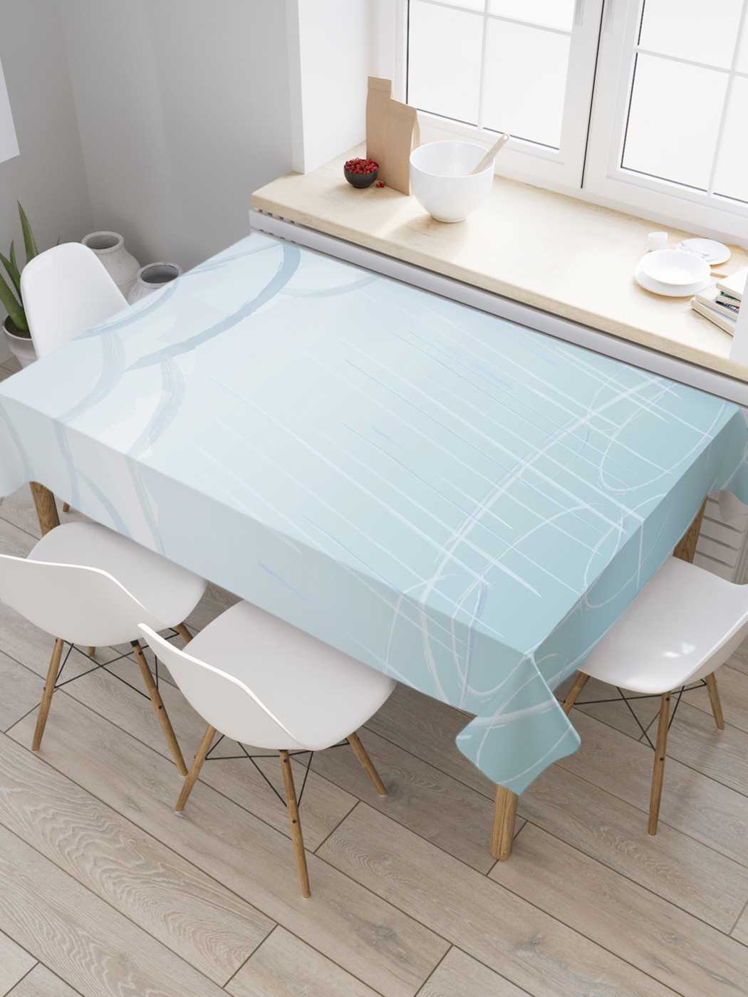 

Скатерть прямоугольная JoyArty "Дождь на реке" из оксфорда, 120x145 см, Голубой, Дождь на реке