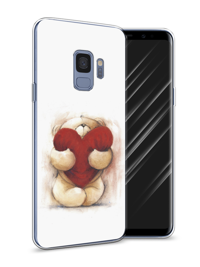 

Чехол Awog на Samsung Galaxy S9 "Мишка с сердцем 1", Белый;красный;бежевый, 25750-6