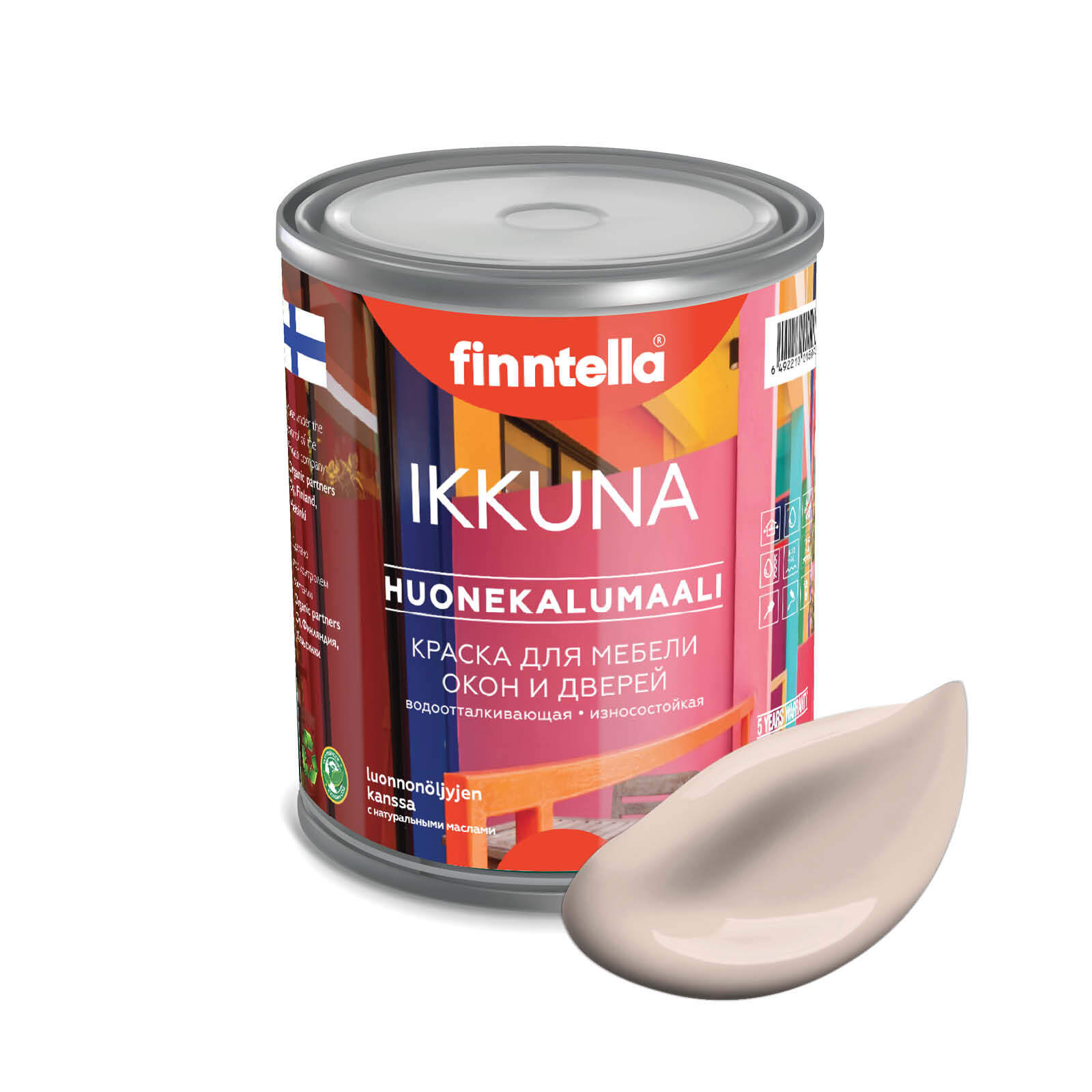 

Краска IKKUNA Color Матовая, MAKEA AAMU бледно-песочный, 0,9л, Бежевый, IKKUNA Color для дерева, деревянных поверхностей и интерьеров, стен и потолка с натуральным маслом, без запаха