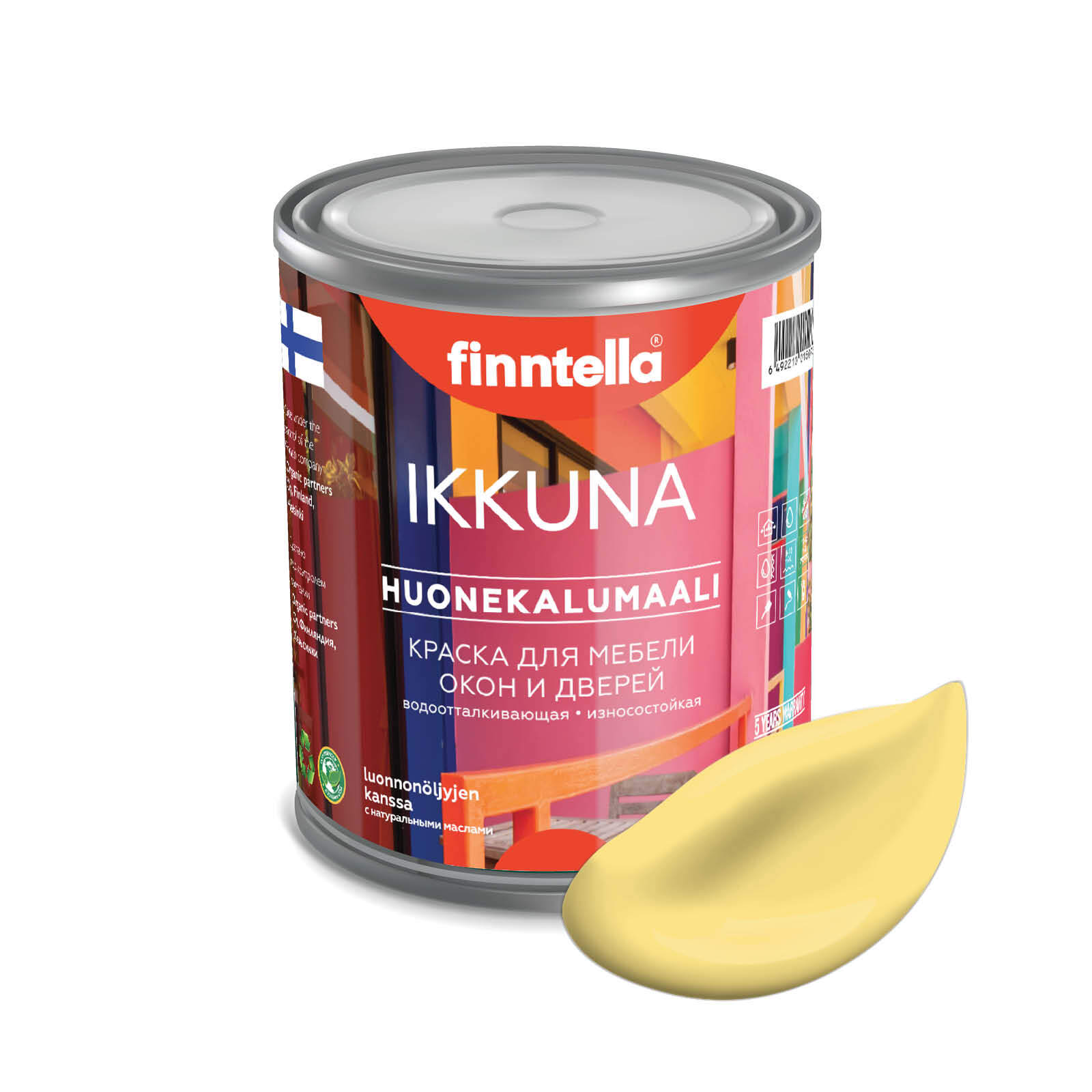 

Краска IKKUNA Color Матовая, AURINKO палевый, 0,9л, Желтый, IKKUNA Color для дерева, деревянных поверхностей и интерьеров, стен и потолка с натуральным маслом, без запаха