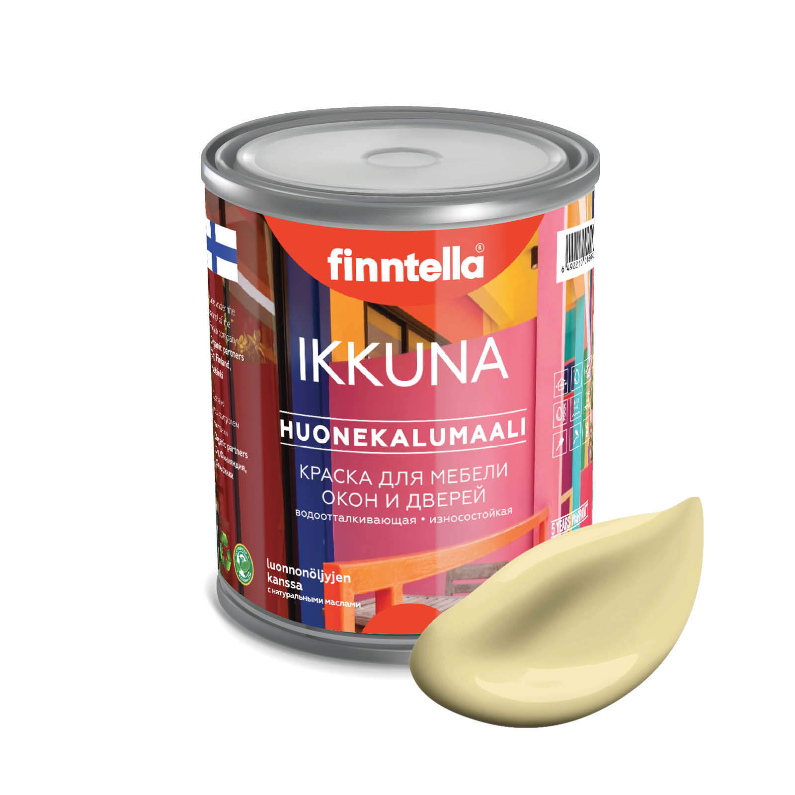 

Краска IKKUNA Color Матовая, HIRSSI пастельно-желтый, 0,9л, IKKUNA Color для дерева, деревянных поверхностей и интерьеров, стен и потолка с натуральным маслом, без запаха