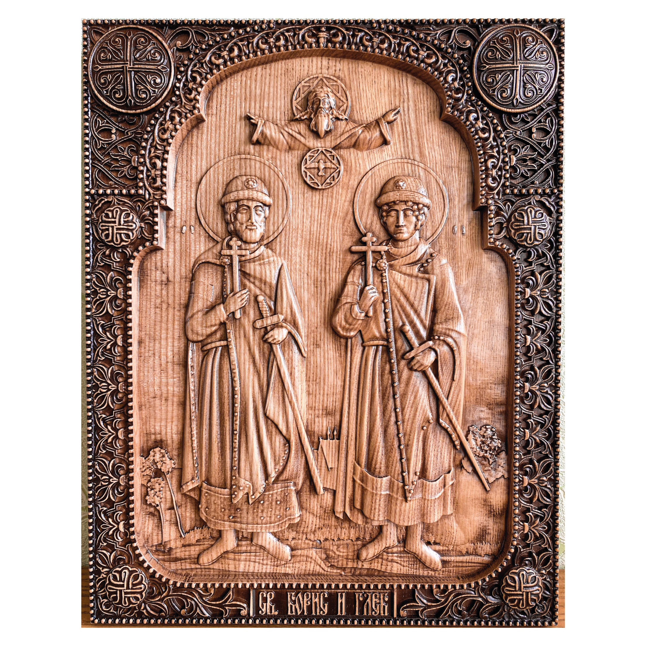 

Резная икона из дерева Беликов Икона Бориса и Глеба, размер 12х15 см, Икона Бориса и Глеба 12Х15