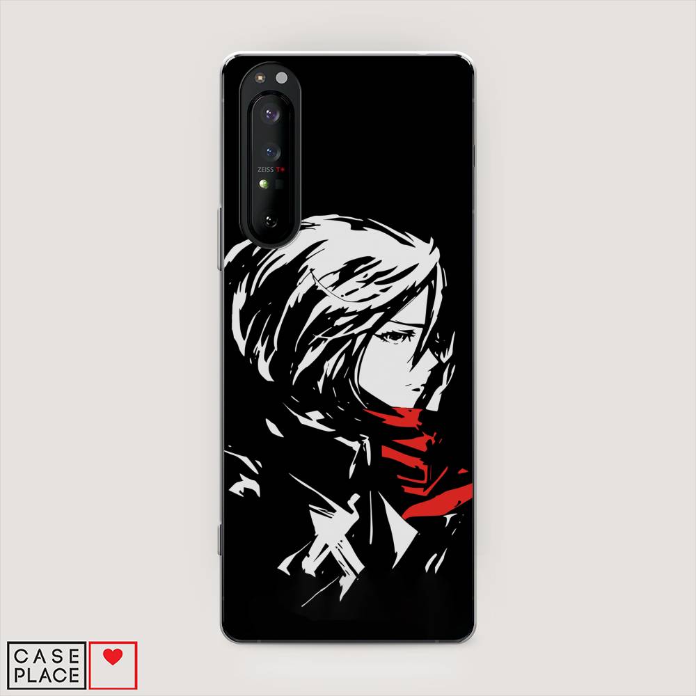 

Чехол на Sony Xperia 1 II "Микаса минимализм", Черный;серый;красный, 54550-4