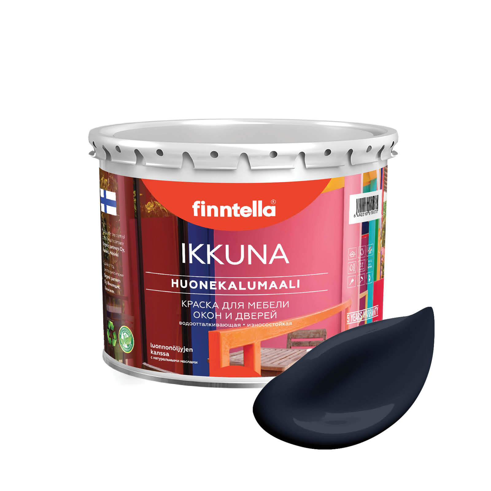 

Краска IKKUNA Color Матовая, NEVY темно-синий, 2,7л, IKKUNA Color для дерева, деревянных поверхностей и интерьеров, стен и потолка с натуральным маслом, без запаха