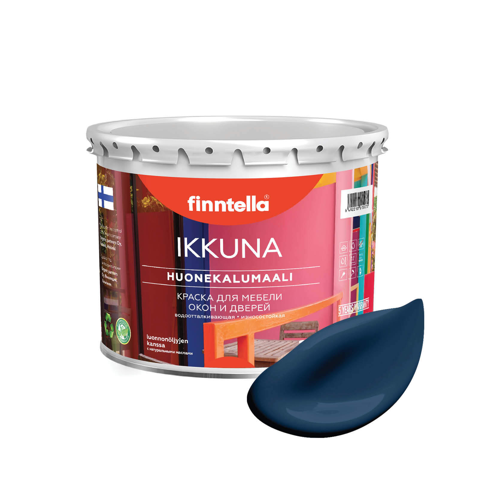 

Краска IKKUNA Color Матовая, KESKIYO темно-синий, 2,7л, IKKUNA Color для дерева, деревянных поверхностей и интерьеров, стен и потолка с натуральным маслом, без запаха