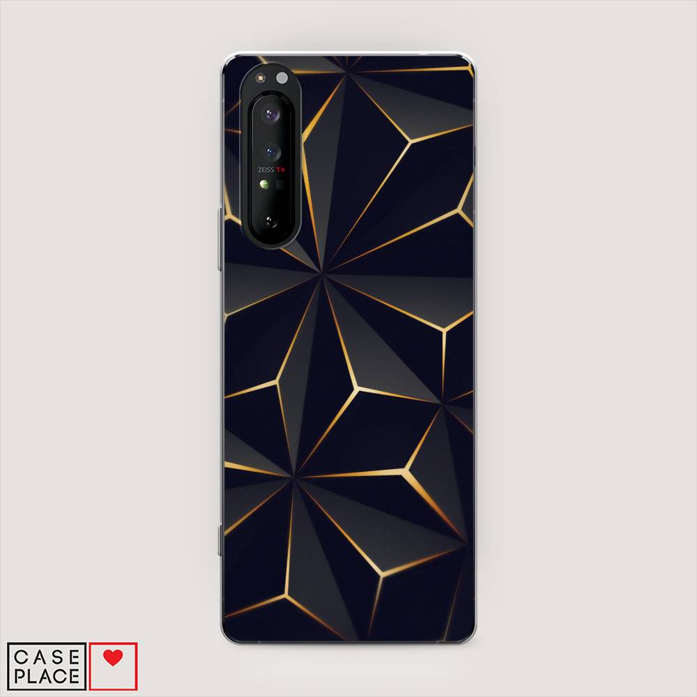 

Чехол на Sony Xperia 1 II "Черные полигоны", Золотистый;черный, 54550-3