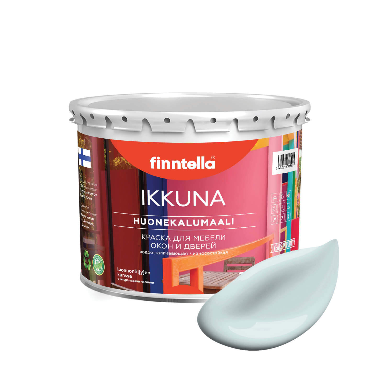 

Краска IKKUNA Color Матовая, KYLMA холодный голубой, 2,7л, IKKUNA Color для дерева, деревянных поверхностей и интерьеров, стен и потолка с натуральным маслом, без запаха