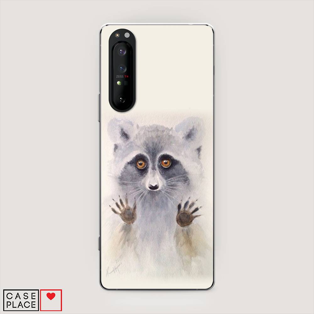 

Чехол на Sony Xperia 1 II "Енот за стеклом", Бежевый;серый, 54550-4