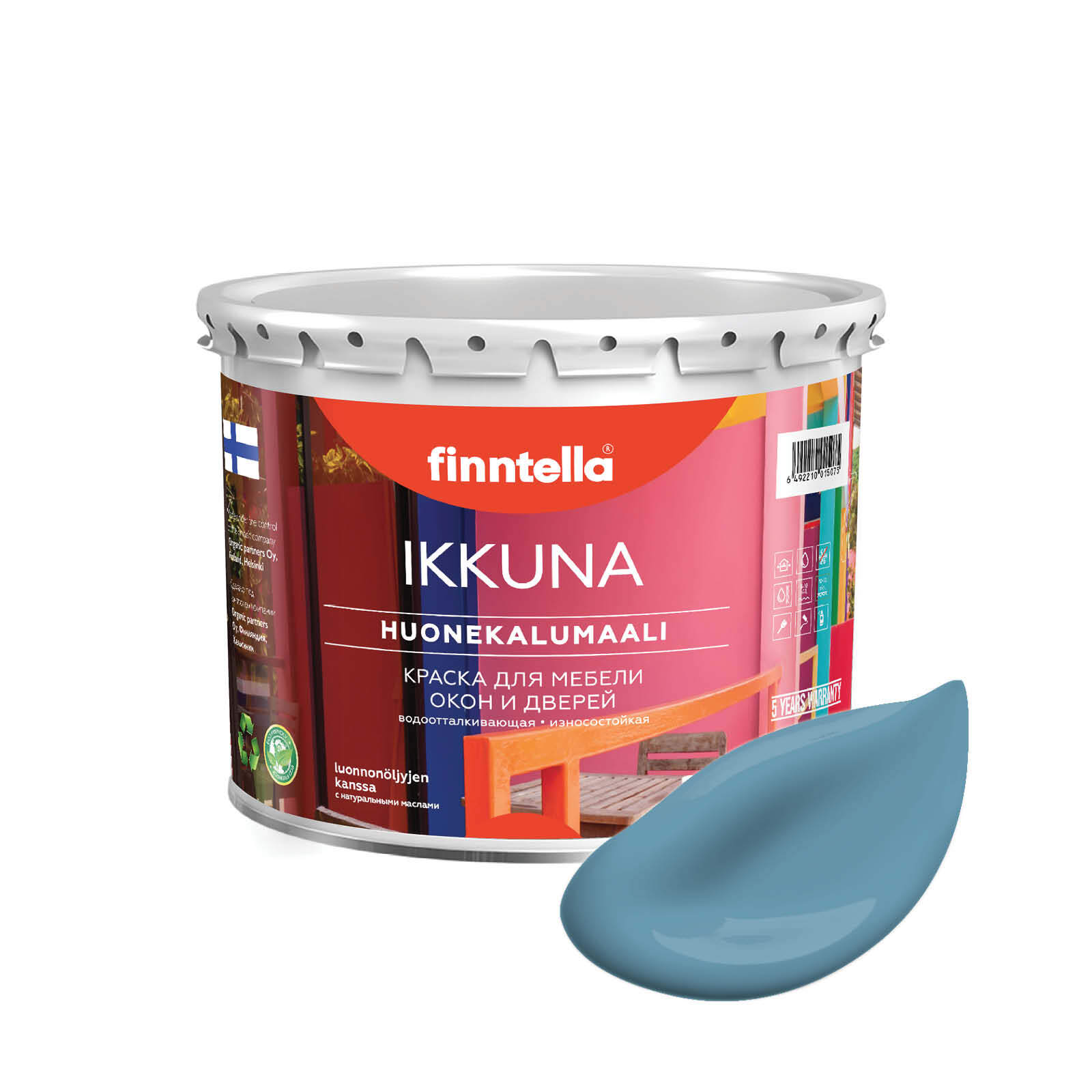 

Краска IKKUNA Color Матовая, MERI AALTO светло сине-серый , 2,7л, IKKUNA Color для дерева, деревянных поверхностей и интерьеров, стен и потолка с натуральным маслом, без запаха