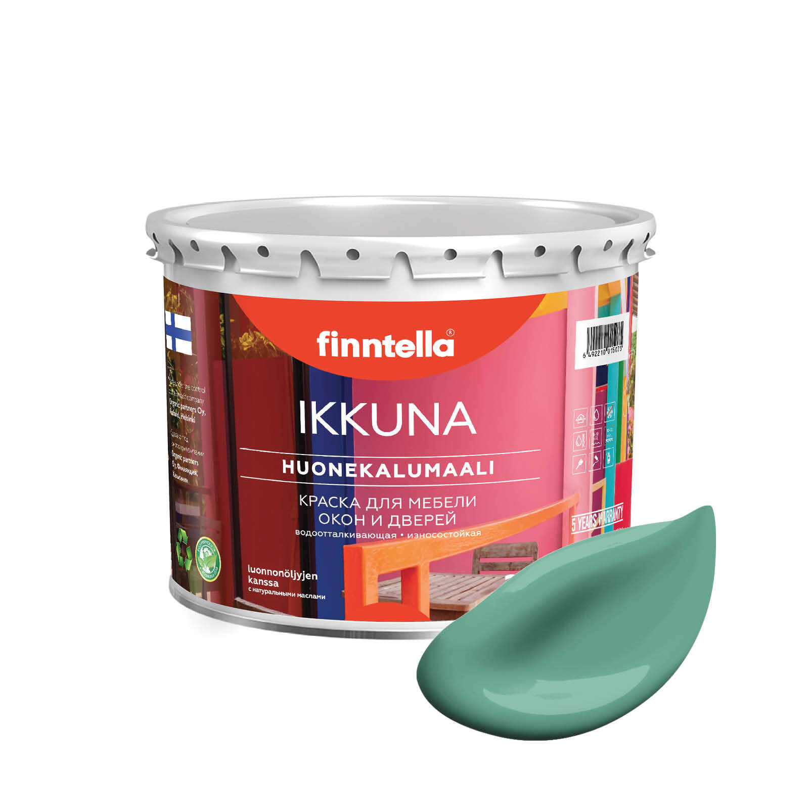 

Краска IKKUNA Color Матовая, JADE бирюзовый, 2,7л, Голубой, IKKUNA Color для дерева, деревянных поверхностей и интерьеров, стен и потолка с натуральным маслом, без запаха