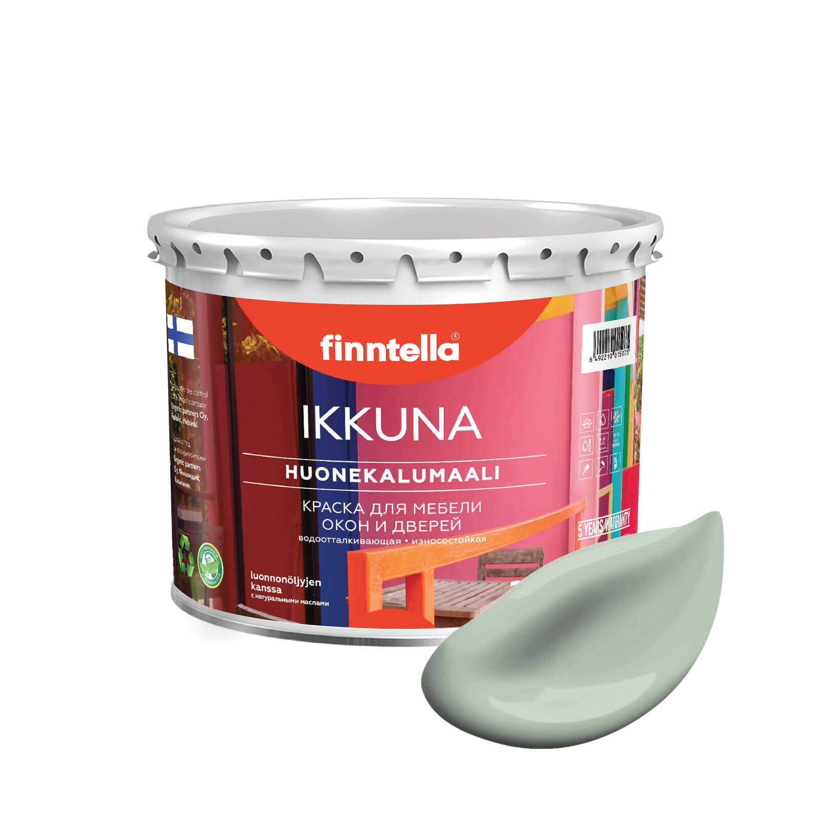 

Краска IKKUNA Color Матовая, MEDITAATIO серо-зеленый, 2,7л, IKKUNA Color для дерева, деревянных поверхностей и интерьеров, стен и потолка с натуральным маслом, без запаха