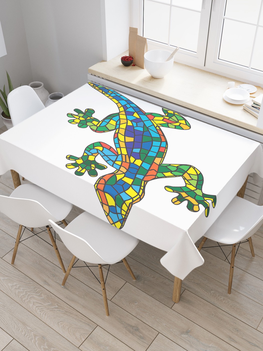 

Скатерть прямоугольная JoyArty "Мозаичная ящерица" из сатена, 180x145 см, Золотистый, Мозаичная ящерица