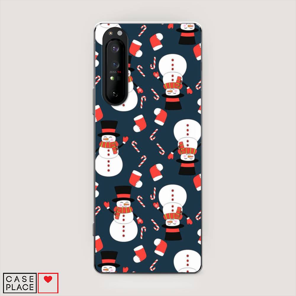 

Чехол на Sony Xperia 1 II "Синие снеговики", Синий;белый;красный, 54550-5