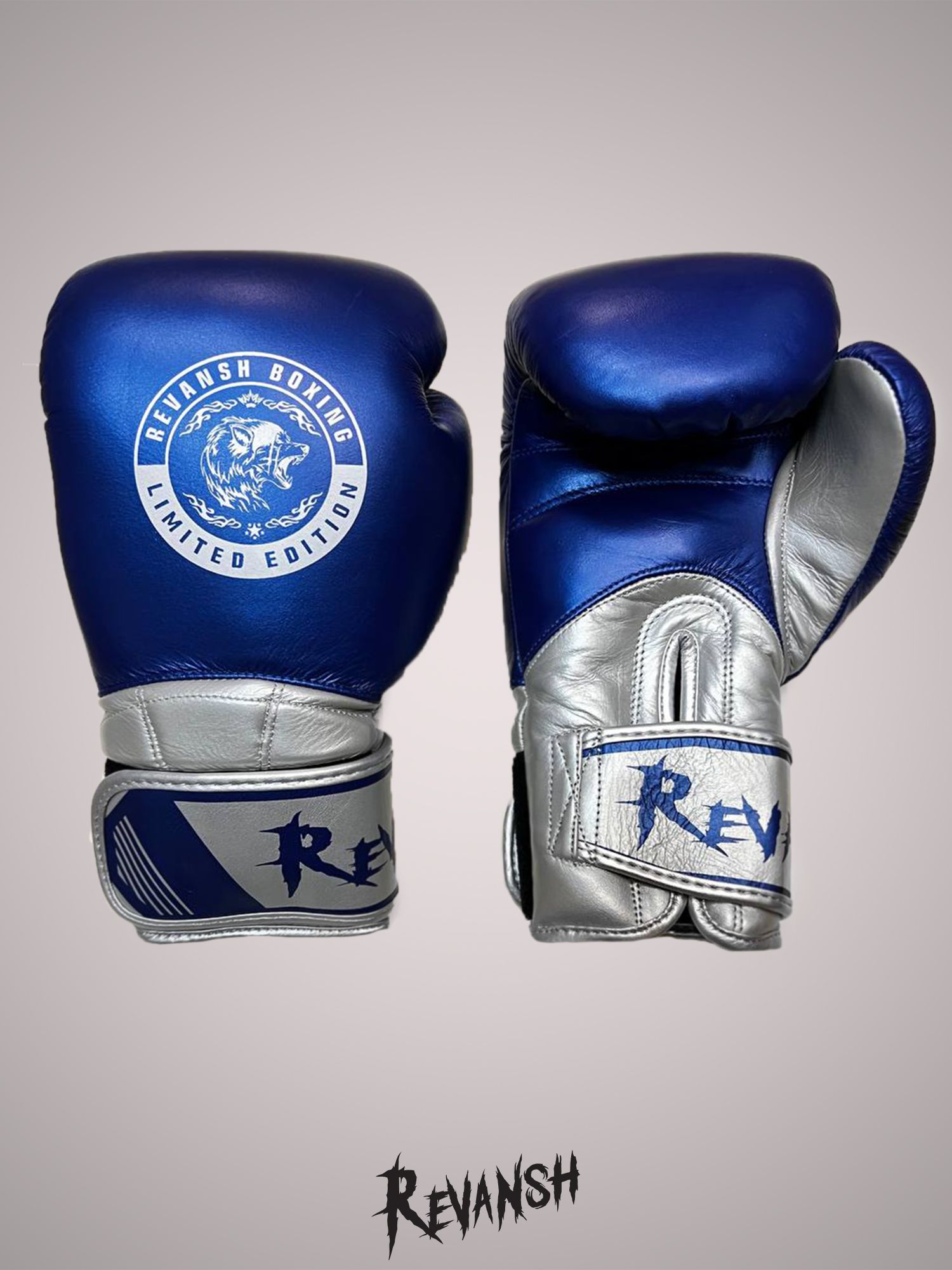 Боксерские Перчатки REVANSH PRO TOP BLUE 18 унций из натуральной кожи