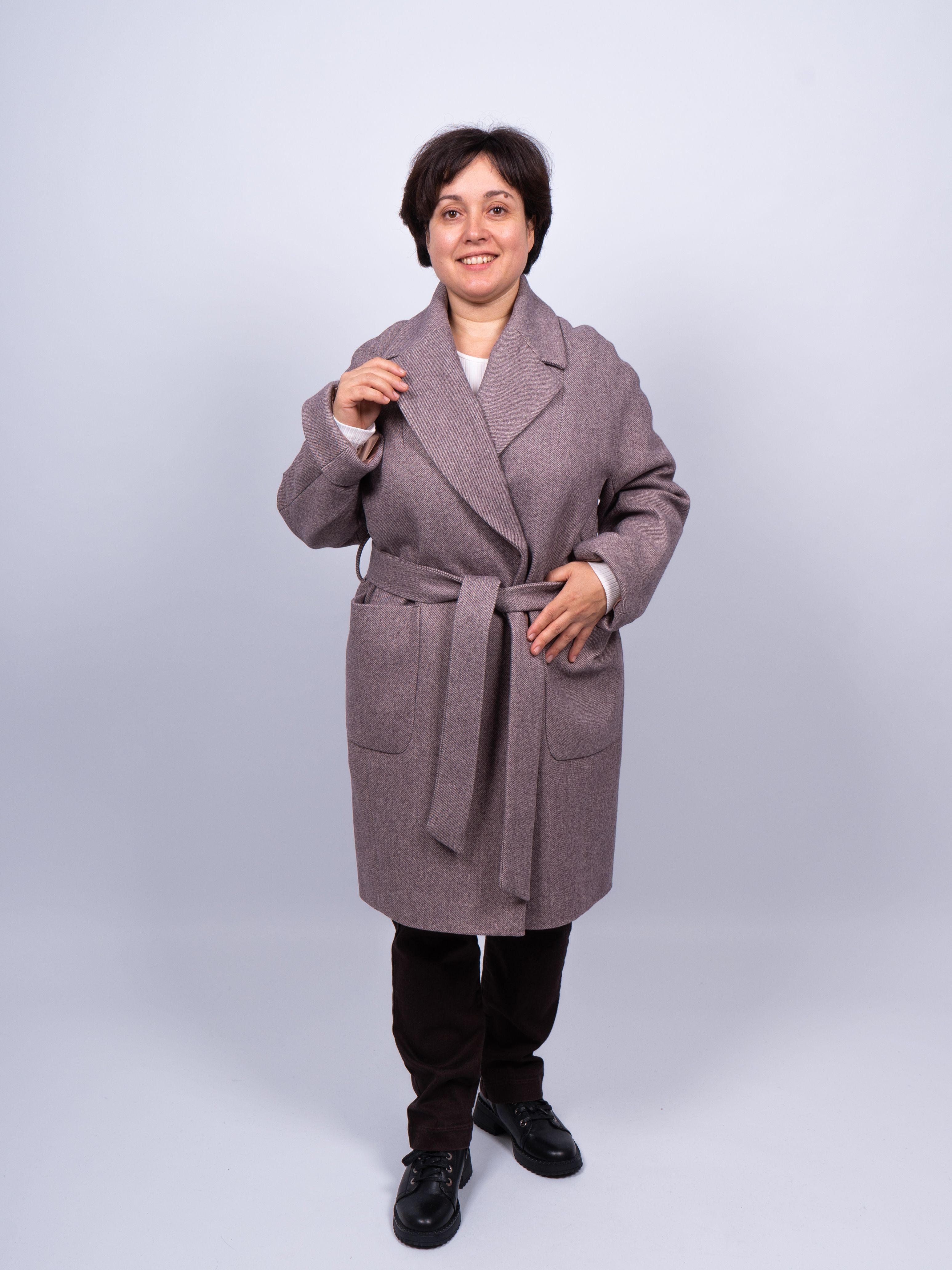 Пальто женское 365 clothes KR-293B-Рубчик коричневое 56 RU