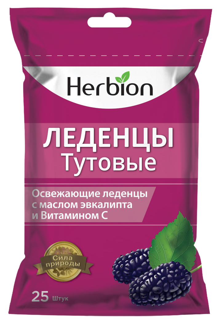 Купить Herbion леденцы тутовые с маслом эвкалипта и витамином С 25 шт., Herbion Pakistan