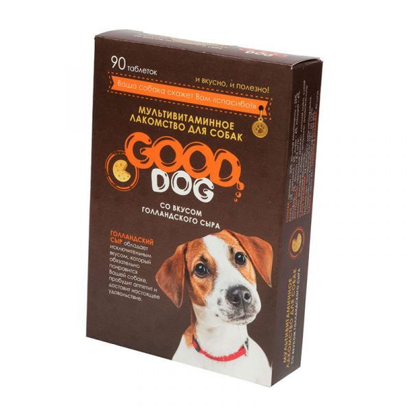 Лакомcтво для собак GOOD DOG Голландский сыр, 6шт по 90 таб