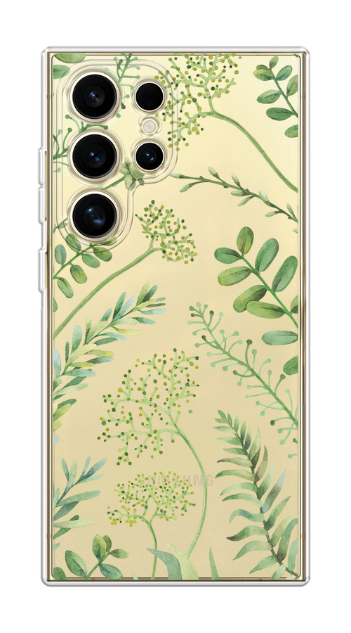 

Чехол на Samsung Galaxy S24 Ultra "Green Leaves", Зеленый;прозрачный, 2109250-1
