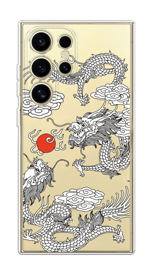 

Чехол на Samsung Galaxy S24 Ultra "Драконы с ножом", Прозрачный;черный;белый, 2109250-1