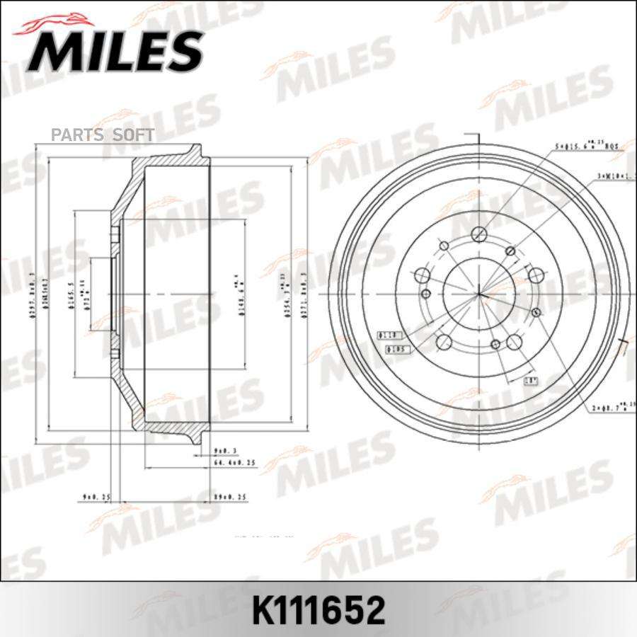 MILES Барабан тормозной MILES k111652 комплект 1 шт