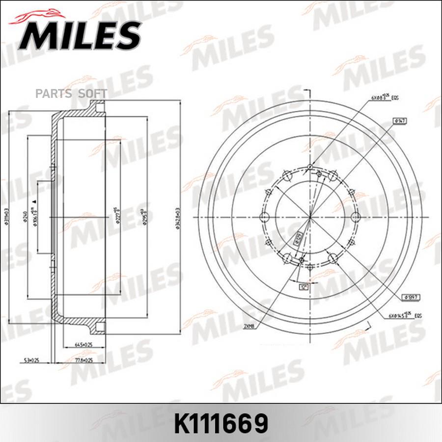 

MILES Барабан тормозной MILES k111669 комплект 2 шт