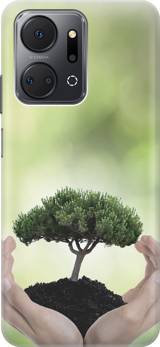 

Силиконовый чехол на Honor X7a с принтом "Оберегайте природу", Бежевый;зеленый, 159383
