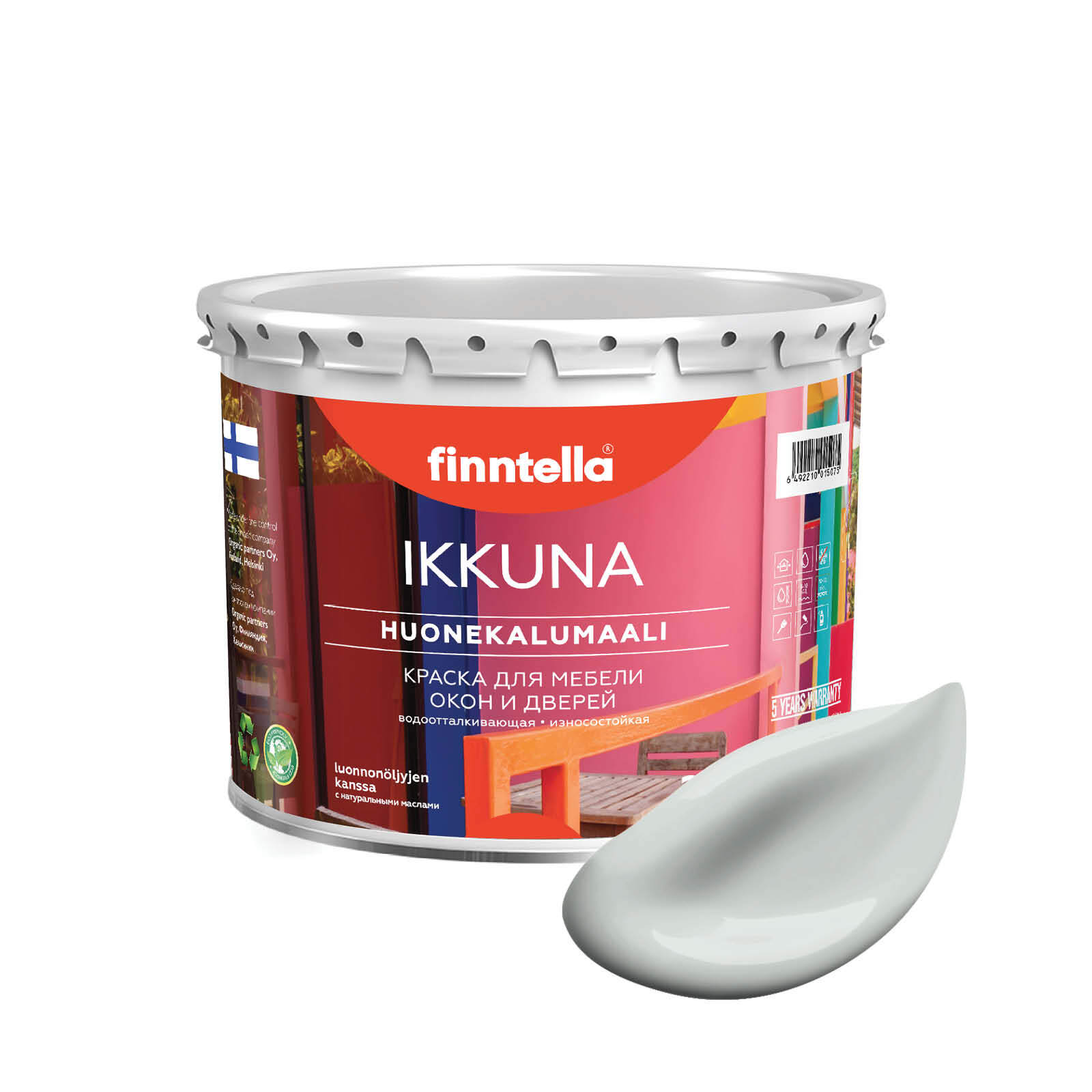 

Краска IKKUNA Color Матовая, SUMU бледно-серый, 2,7л, IKKUNA Color для дерева, деревянных поверхностей и интерьеров, стен и потолка с натуральным маслом, без запаха