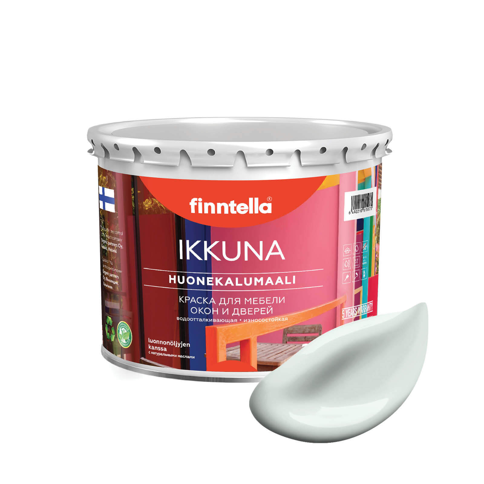 

Краска IKKUNA Color Матовая, HOPEA Светло-серый, 2,7л, IKKUNA Color для дерева, деревянных поверхностей и интерьеров, стен и потолка с натуральным маслом, без запаха
