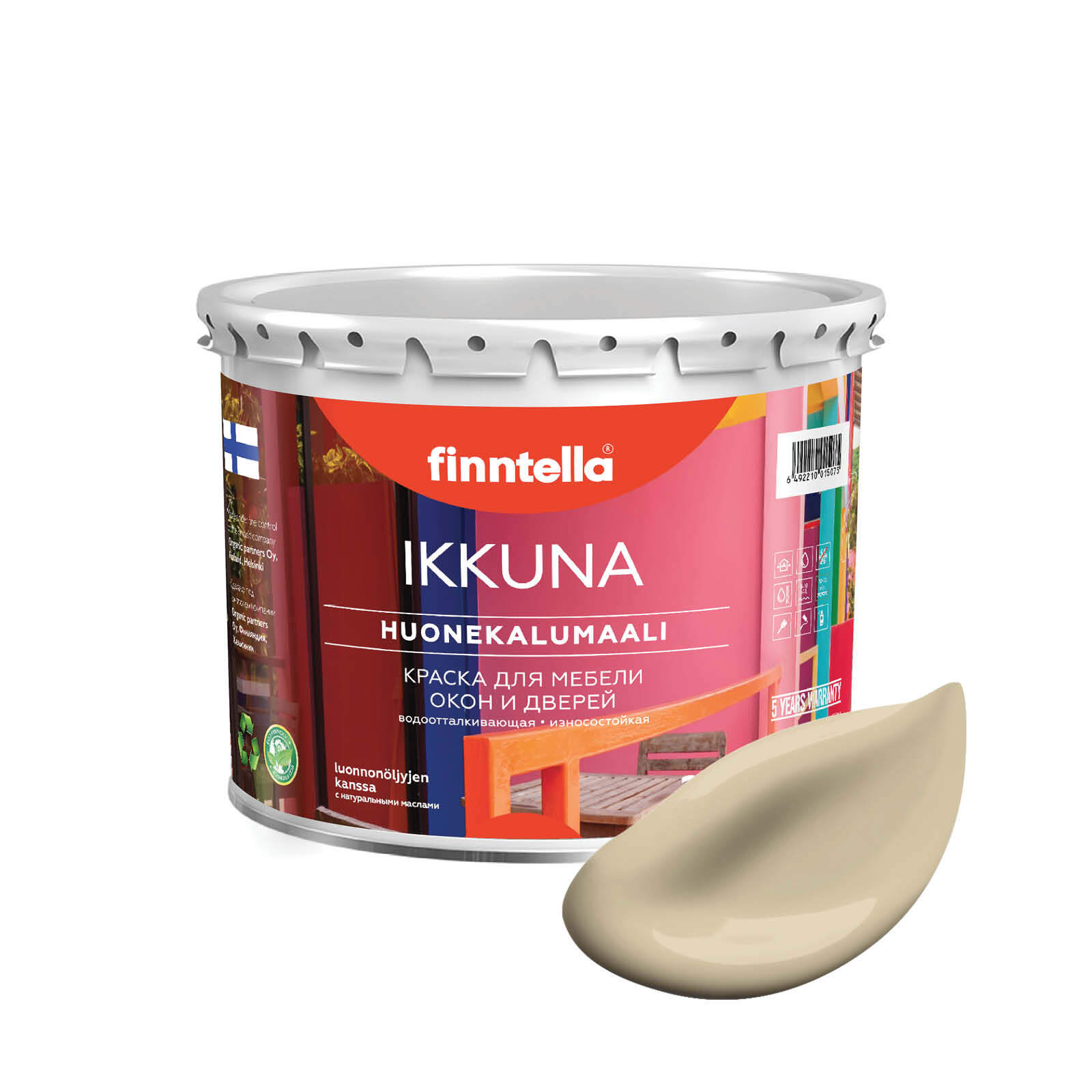 

Краска IKKUNA Color Матовая, TOFFEE Песочный, 2,7л, Бежевый, IKKUNA Color для дерева, деревянных поверхностей и интерьеров, стен и потолка с натуральным маслом, без запаха