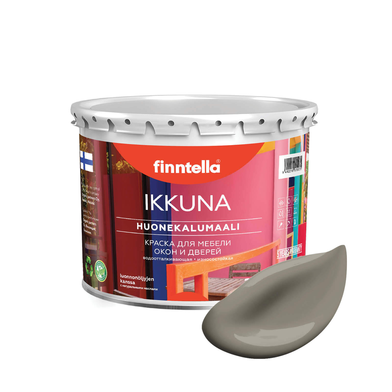 

Краска IKKUNA Color Матовая, MAA светло-коричневый, 2,7л, IKKUNA Color для дерева, деревянных поверхностей и интерьеров, стен и потолка с натуральным маслом, без запаха
