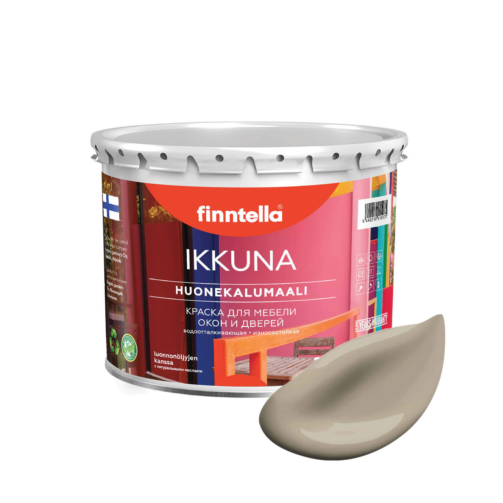 

Краска IKKUNA Color Матовая, TAOS бежевый хаки, 2,7л, Зеленый, IKKUNA Color для дерева, деревянных поверхностей и интерьеров, стен и потолка с натуральным маслом, без запаха