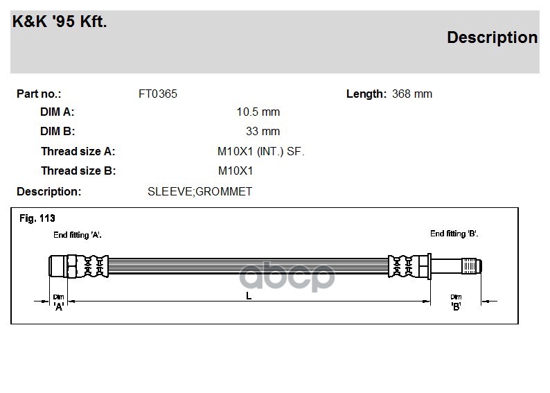 

Шланг Тормозной Передн Volvo: Xc 90 2.5 T/D5/T6 02- K&K арт. FT0365