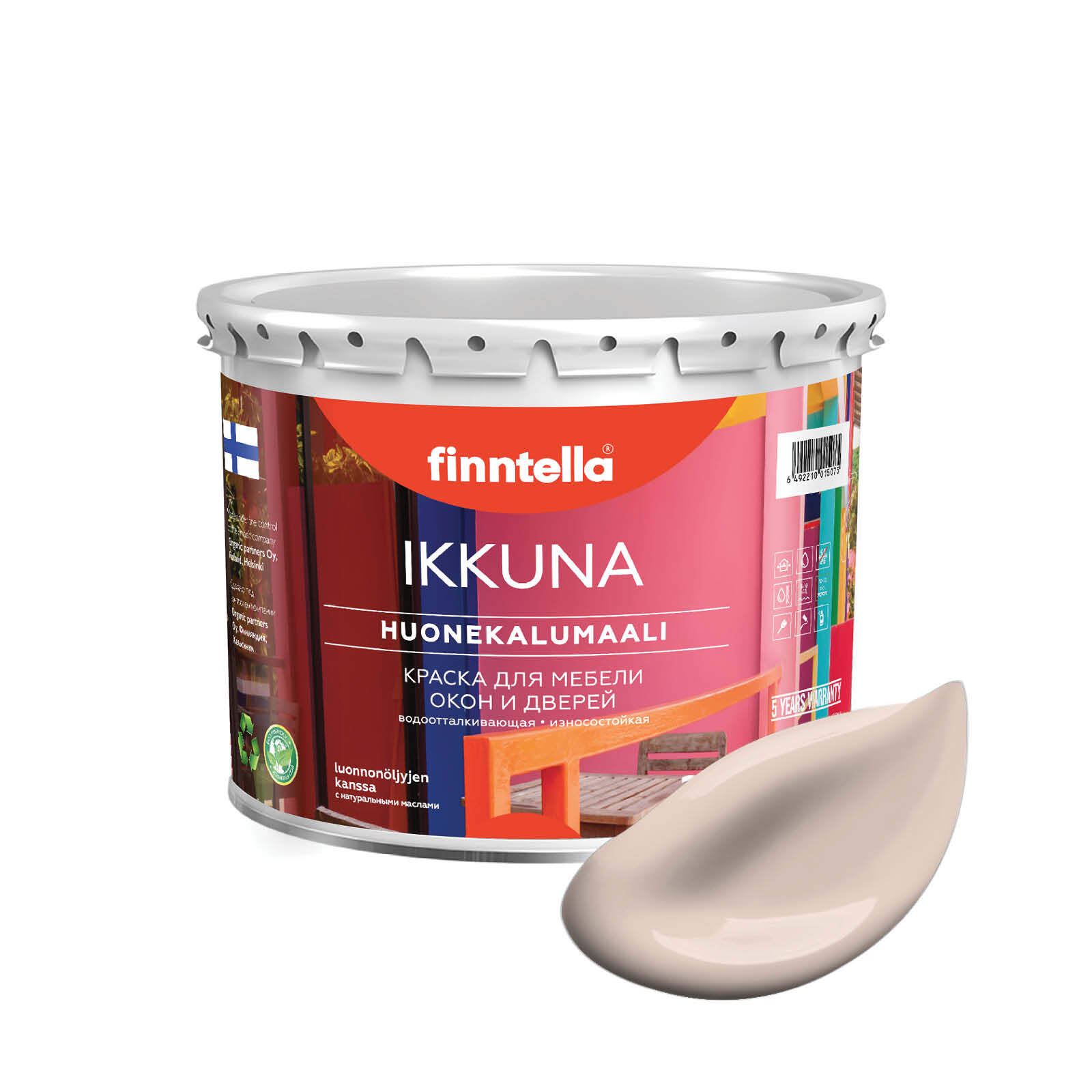 

Краска IKKUNA Color Матовая, MAKEA AAMU бледно-песочный, 2,7л, Бежевый, IKKUNA Color для дерева, деревянных поверхностей и интерьеров, стен и потолка с натуральным маслом, без запаха
