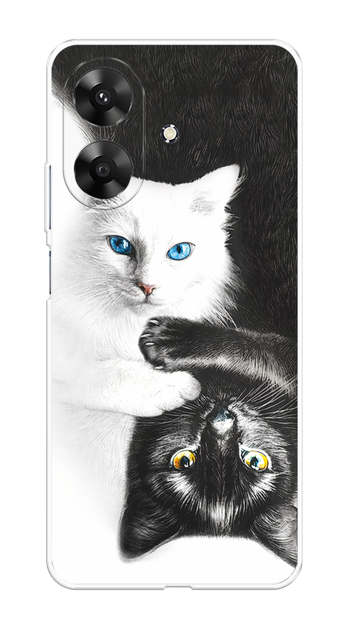 

Чехол на Realme Note 60 "Коты Инь-Янь", Черный;белый;голубой, 2518550-1