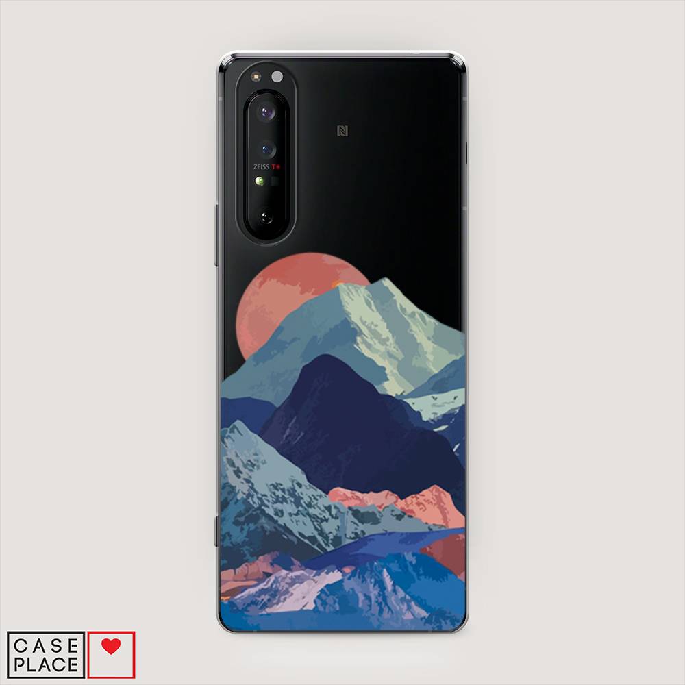

Чехол на Sony Xperia 1 II "Закат в снежных горах", Красный;серый;голубой, 54550-2