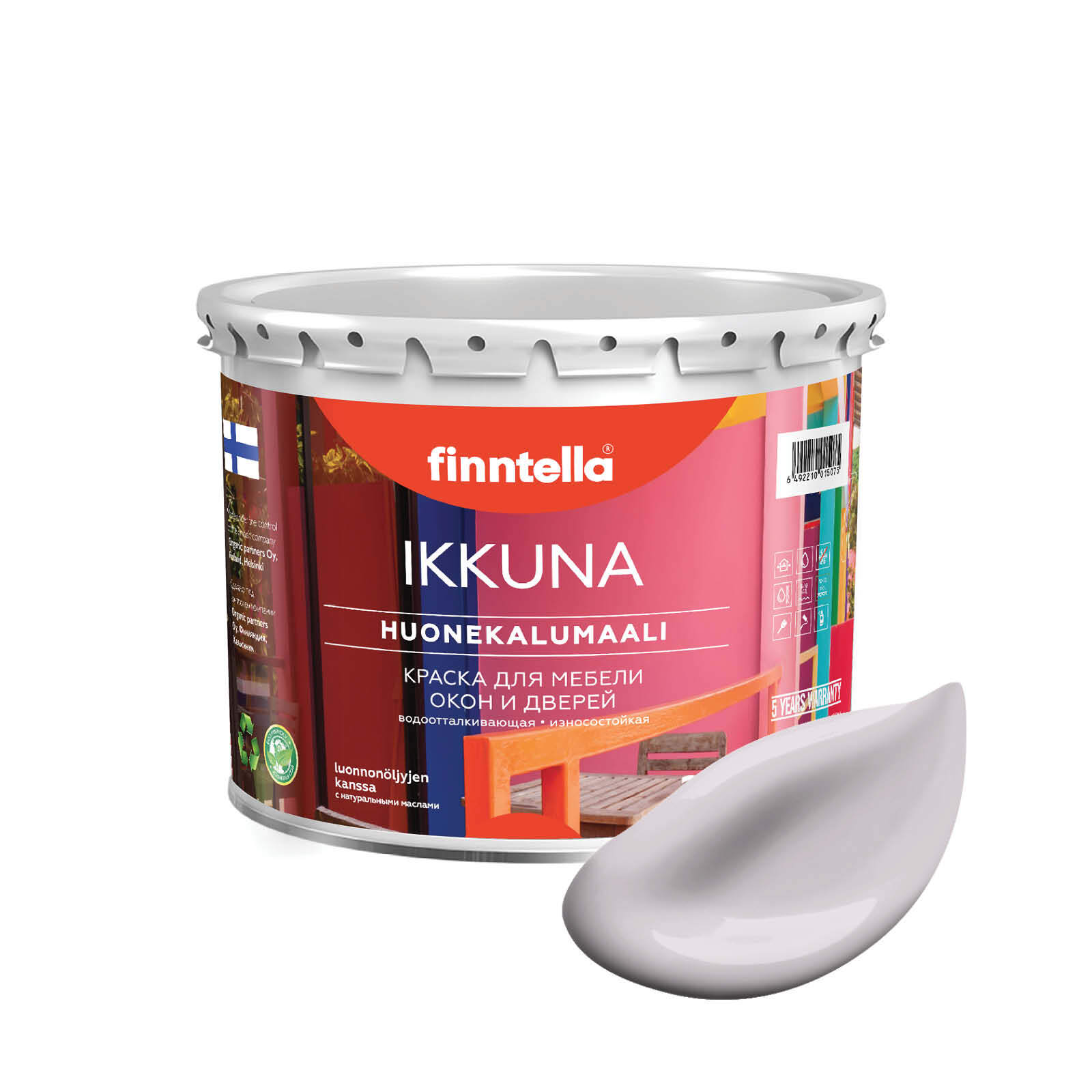 

Краска IKKUNA Color Матовая, HELMI бледно-лиловый, 2,7л, Фиолетовый, IKKUNA Color для дерева, деревянных поверхностей и интерьеров, стен и потолка с натуральным маслом, без запаха