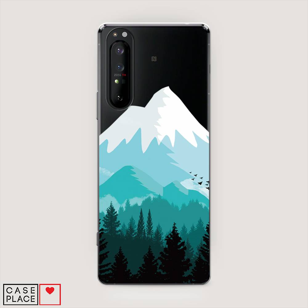 

Чехол на Sony Xperia 1 II "Синяя снежная гора", Белый;голубой, 54550-2