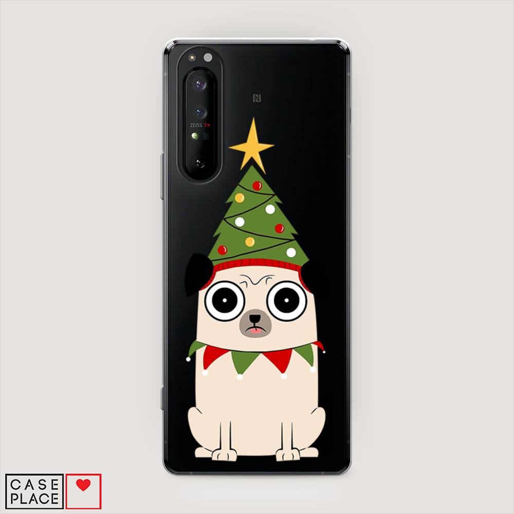 

Чехол на Sony Xperia 1 II "Собачка с ёлочкой", Бежевый;красный;зеленый, 54550-1