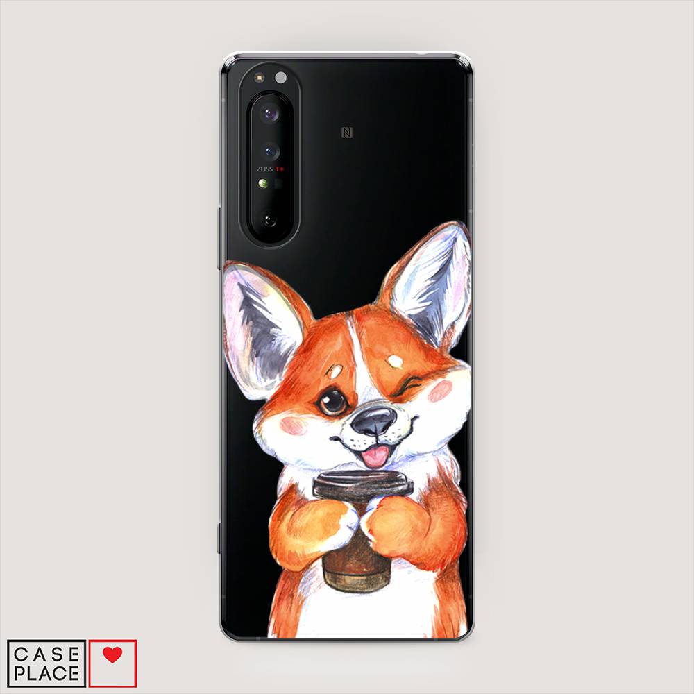 

Чехол на Sony Xperia 1 II "Корги с кофе", Оранжевый;белый, 54550-4