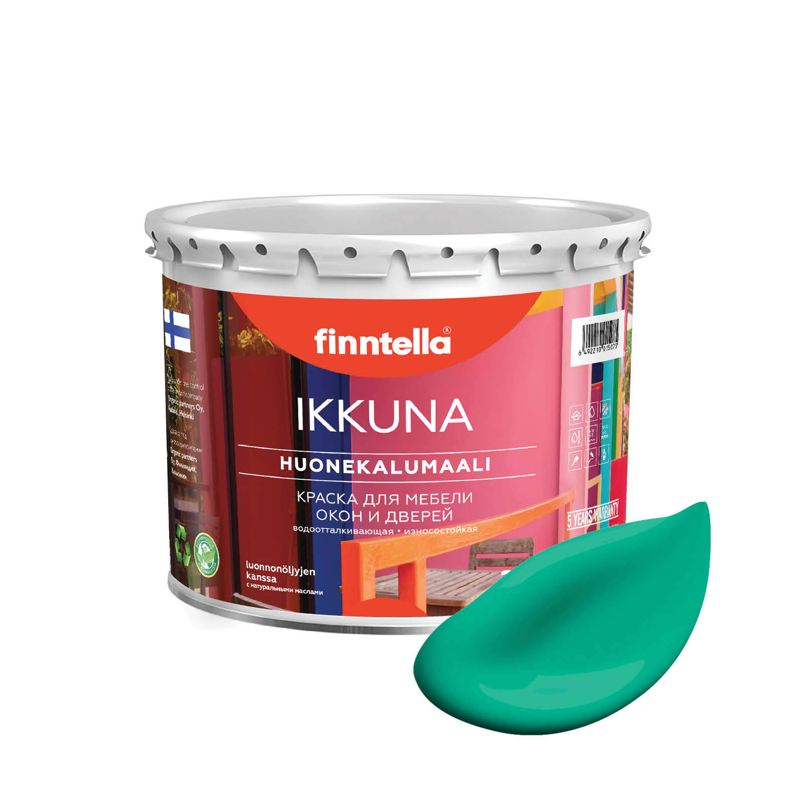 

Краска IKKUNA Color Матовая, SMARAGDI изумрудный, 2,7л, Зеленый, IKKUNA Color для дерева, деревянных поверхностей и интерьеров, стен и потолка с натуральным маслом, без запаха