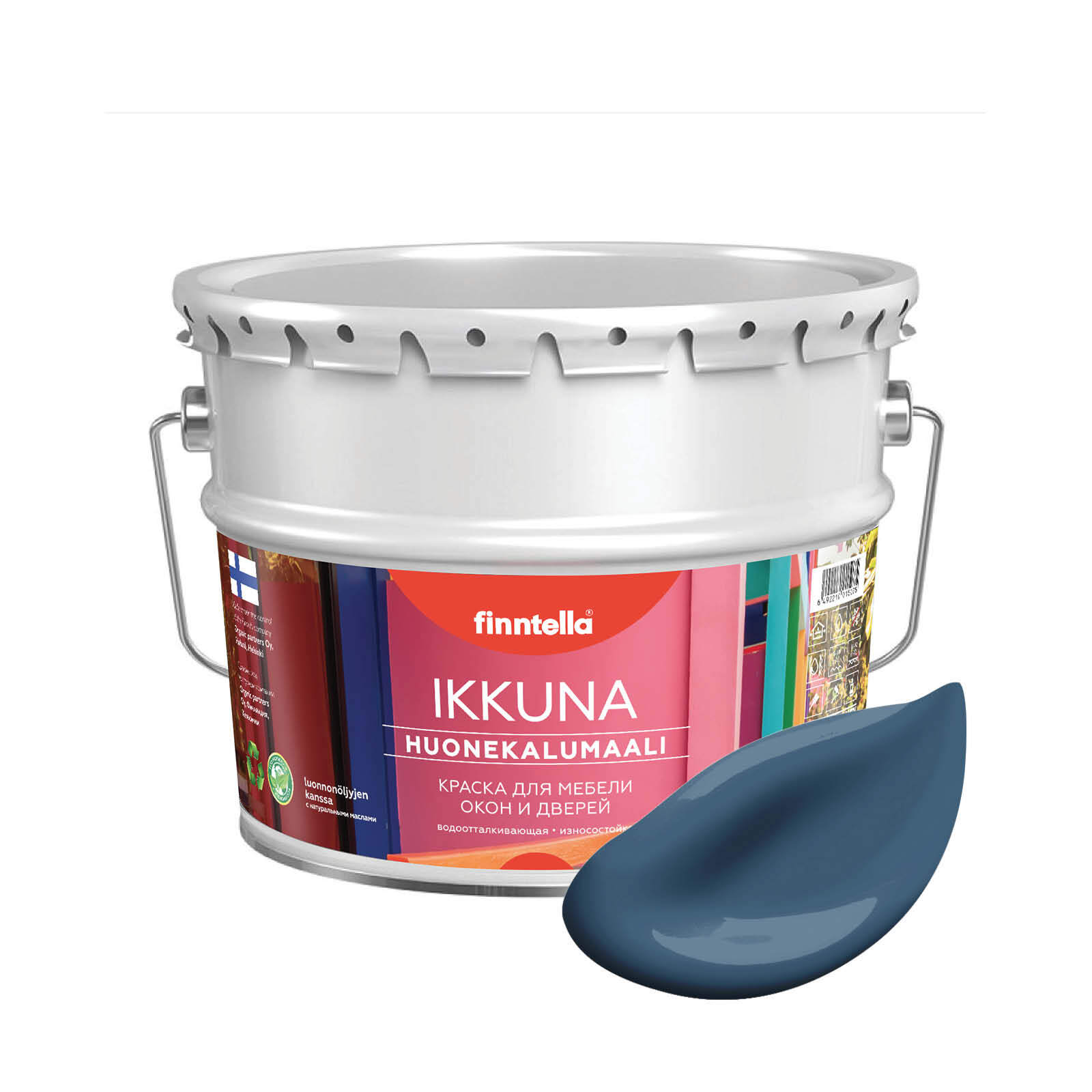 

Краска IKKUNA Color Матовая, BONDII лазурно-серый, 9л, IKKUNA Color для дерева, деревянных поверхностей и интерьеров, стен и потолка с натуральным маслом, без запаха