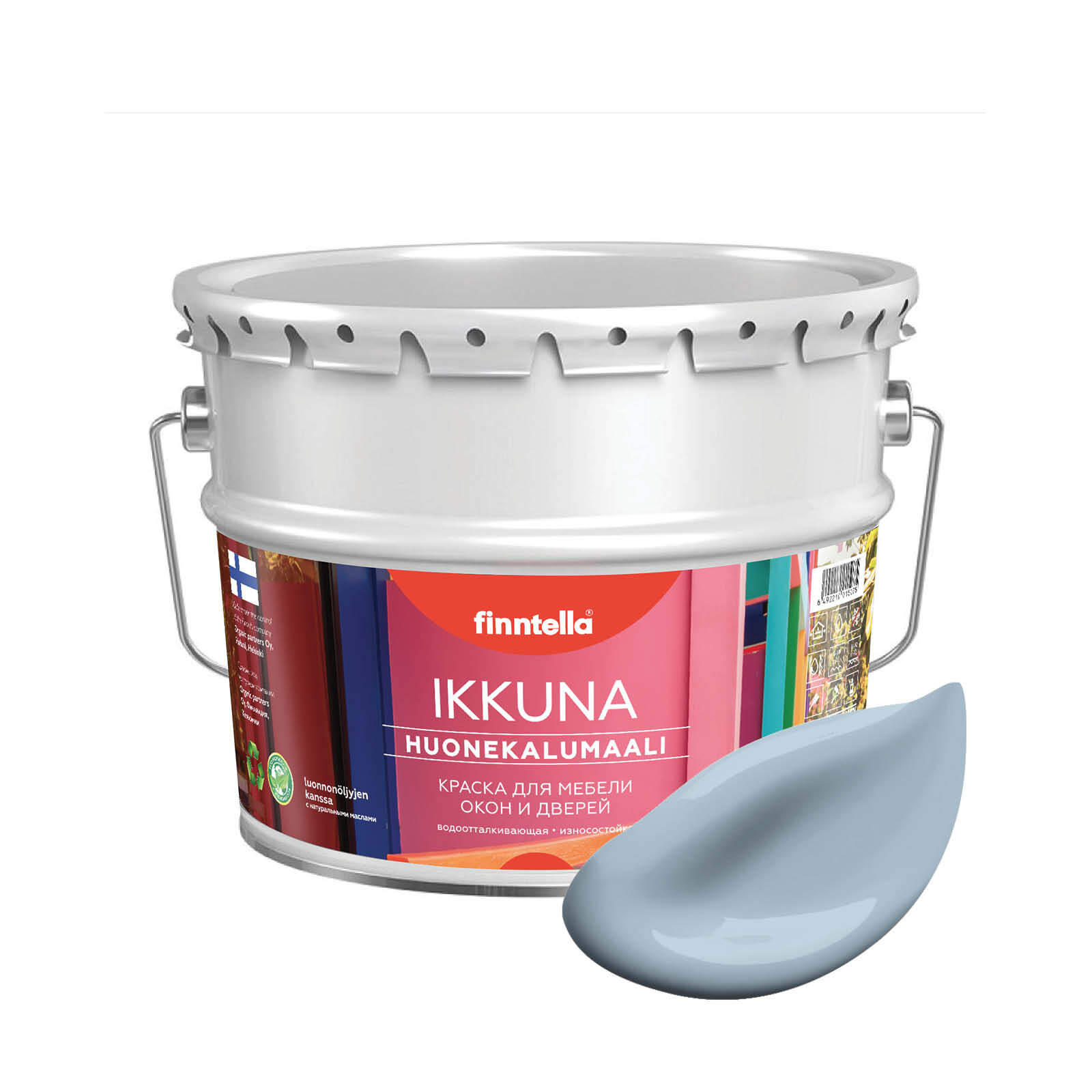 

Краска IKKUNA Color Матовая, NIAGARA серо-голубой, 9л, IKKUNA Color для дерева, деревянных поверхностей и интерьеров, стен и потолка с натуральным маслом, без запаха