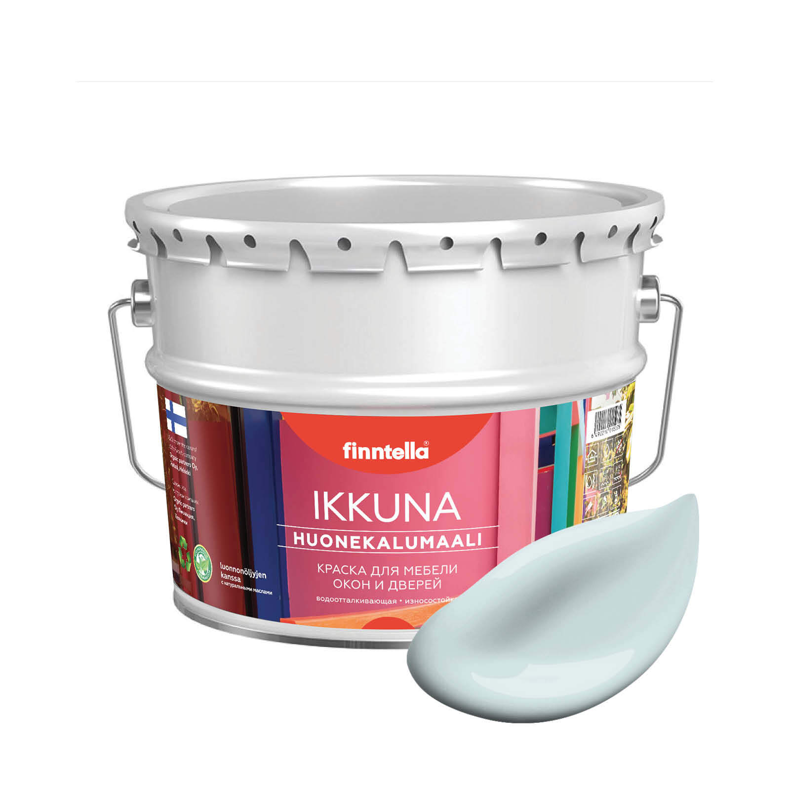 

Краска IKKUNA Color Матовая, KYLMA холодный голубой, 9л, IKKUNA Color для дерева, деревянных поверхностей и интерьеров, стен и потолка с натуральным маслом, без запаха