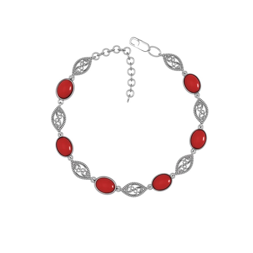 Браслет из серебра р.18,5 ПРИВОЛЖСКИЙ ЮВЕЛИР 661914-KR26 коралл