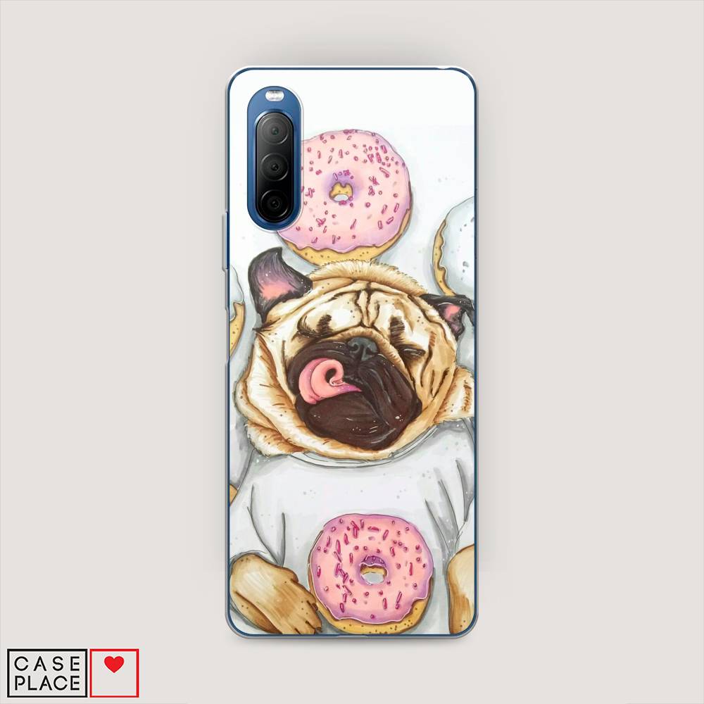 

Чехол на Sony Xperia 10 II "Счастливый мопс", Розовый;бежевый;коричневый, 54650-1