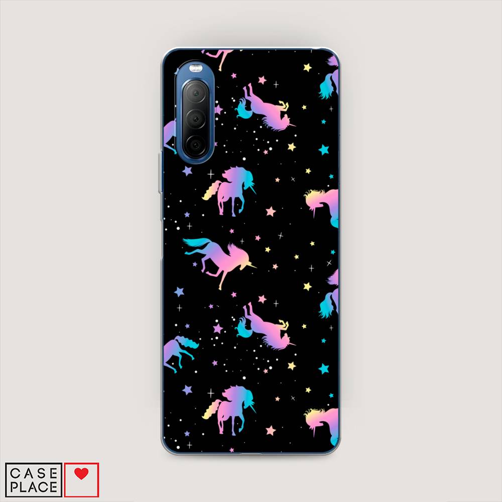 

Чехол на Sony Xperia 10 II "Единороги градиент", Черный;розовый;голубой, 54650-1