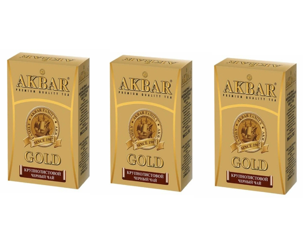 

Чай черный Akbar крупнолистовой Gold, 250 г * 3 шт, крупнолистовой Gold