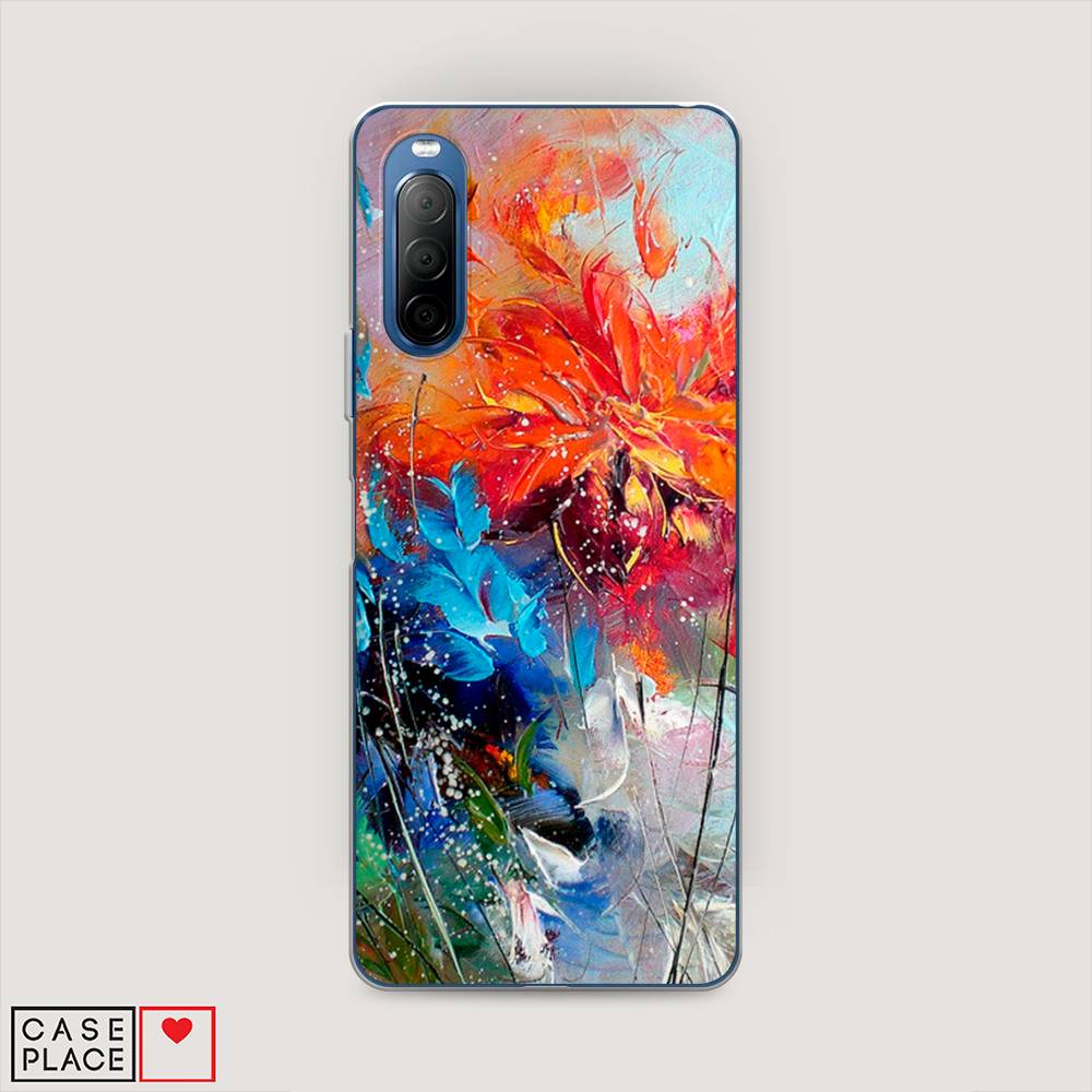 

Чехол на Sony Xperia 10 II "Абстрактные цветы", Оранжевый;синий, 54650-4