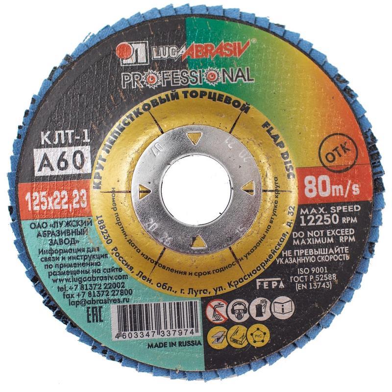 

Круг лепестковый торцевой Луга КЛТ 1 125x22.23 Ткань A 60 (уп.10 шт) 2315