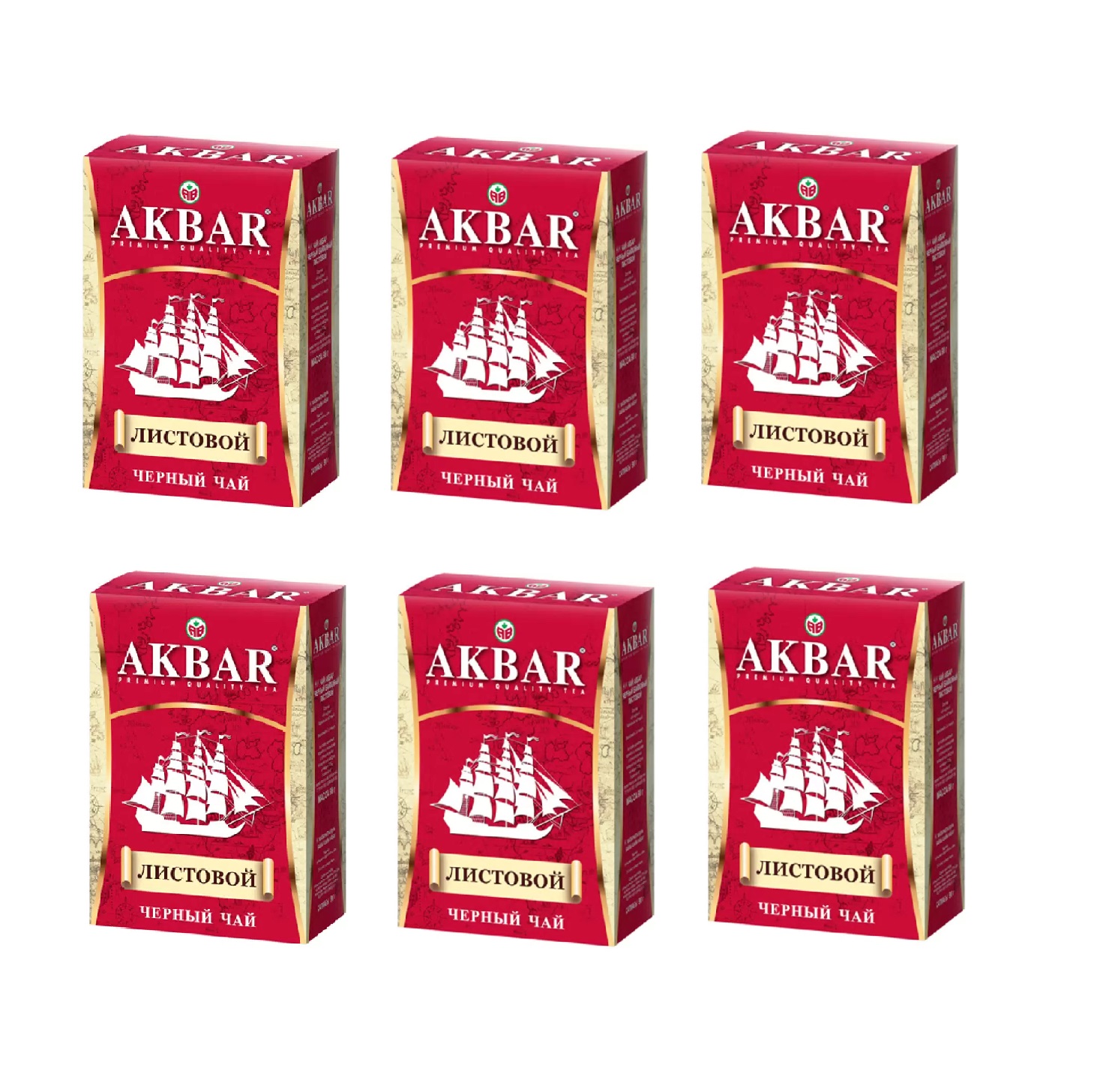 Чай черный Akbar Корабль листовой, 90 г * 6 шт